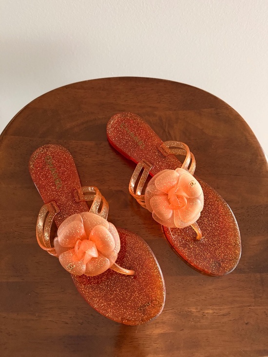 CHANEL Shoes - CHANEL Interlocking CC Camelia Jelly Sandals